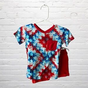 Birdie Bean // 4th of July Red White Blue Tie Dye Matching Set